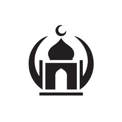 black and white mosque logo vector