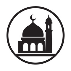 black and white mosque logo vector