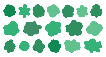 Abstract organic liquid shapes and wavy forms with soft round oval patterns in diverse colors