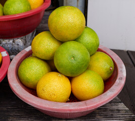 Korean tangerines or Gyul sold in Jeju Island.