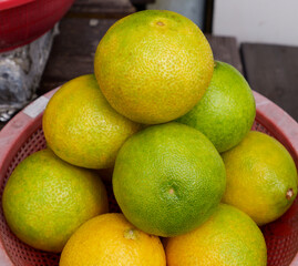 Close up of Korean tangerines or Gyul sold in Jeju Island.