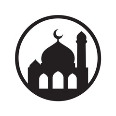 black and white mosque logo vector