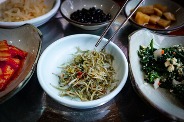 Korean side dish stir-fried anchovies or Myeolchi Bokkeum.