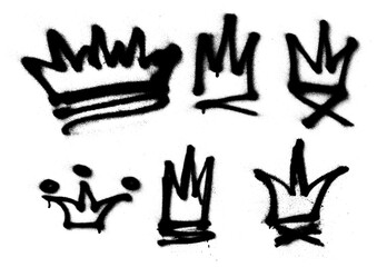 Crown Grunge Spray Paint Stroke Vector Set