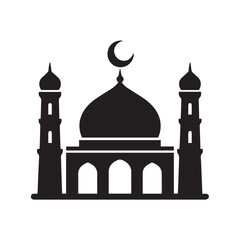 black and white mosque logo vector