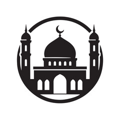 black and white mosque logo vector