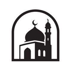 black and white mosque logo vector