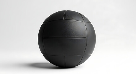 A minimalist studio shot of a single black medicine ball against a plain white background with soft shadows ai generated