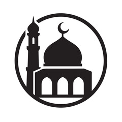 black and white mosque logo vector