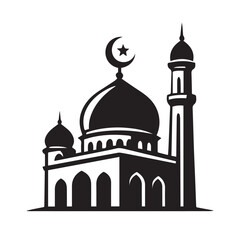 black and white mosque logo vector