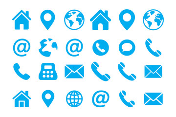 Blue Contact Icons Set
