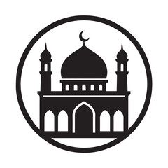 black and white mosque logo vector