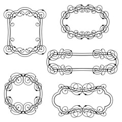 Set of line curl frames. Modern decorative linear backgrounds.