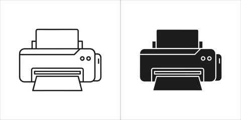 Printer icon in black and white, a device used to print documents
