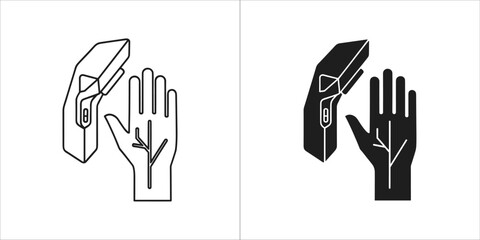 Hand vein scanner icon, medical diagnostic tool concept