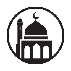 black and white mosque logo vector