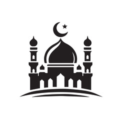black and white mosque logo vector