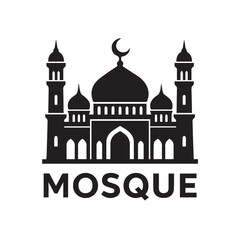 black and white mosque logo vector
