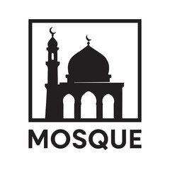 black and white mosque logo vector