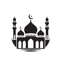 black and white mosque logo vector