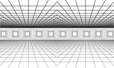 abstract architectural background, abstract architectural background, abstract architecture background, Futuristic perspective grid vector disappearing into horizon - 1