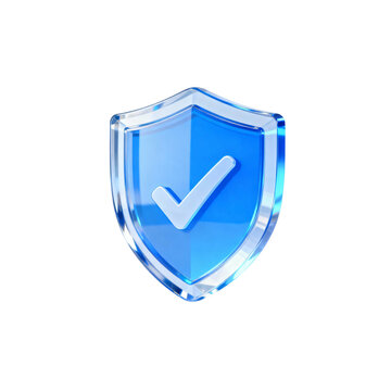 Security icon 3D glass texture