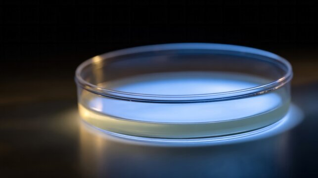 In the soft glow, a petri dish whispers secrets of cutting-edge bioluminescence, resonating with Darwin Days scientific curiosity