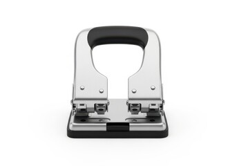Modern silver dual hole puncher with comfortable black grip for office supplies