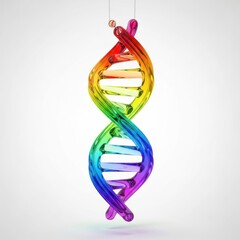 Rainbow dna double helix ornament symbol of genetics and diversity isolated on white background