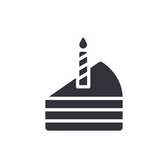 Birthday Cake Slice With Candle Simple Design Icon