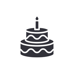 Celebration Cake With Candle Minimalist Style Icon Vector
