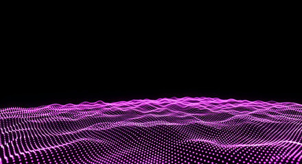 Glowing Pink Digital Waveform on Black Background abstract