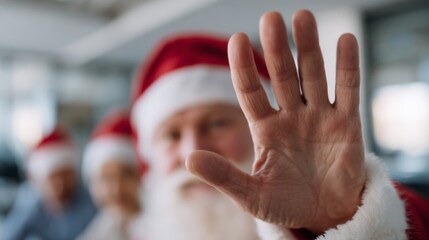 Santa's outstretched hand halts time in a festive blur, channeling Yule spirits and Scandinavian Julfest wonders