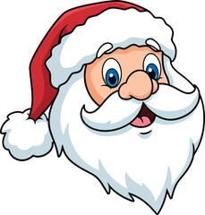 Santa Claus Portrait Headshot Vector Illustration. Classic portrait of santa claus with a merry smile and red hat isolated on transparent background.