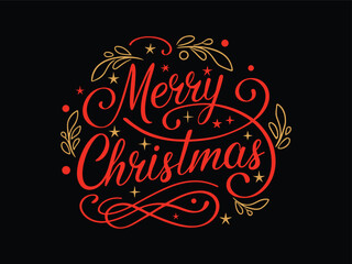 merry christmas lettering design with gold flourishes on dark background perfect for greeting cards posters invitations and festive banners