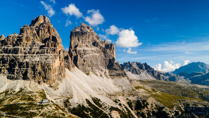 Blue-hour view toward jagged Dolomite chain