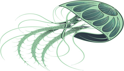 Jellyfish Abstract Illustration: A mesmerizing illustration of a jellyfish, featuring an abstract design with intricate patterns and flowing lines.