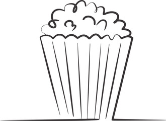 Black and white cupcake line drawing sweet treat dessert food