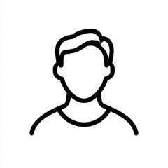Minimalist line art illustration of a man's upper body with short hair, simple black outline, representing male profile or anonymous user avatar