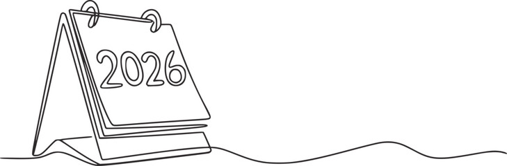 Minimalist desk calendar year twenty six line art vector