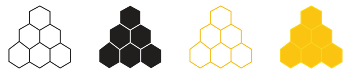 Honeycomb icon set.  Natural honeycomb icons collection. Vector illustration.