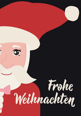 Frohe Weihnachten. German text: Merry Christmas. Greeting card with hand drawn lettering.