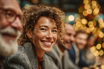 Group of multiethnic business people in meeting during christmas time
