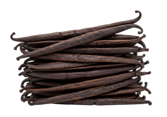 Aromatic vanilla beans pile for gourmet baking needs