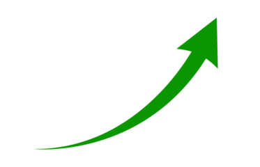 Single green curve arrow graph icon. green up side curved arrow design. green curve arrow icon. green curved arrows isolated on transparent background. Curved arrow png file