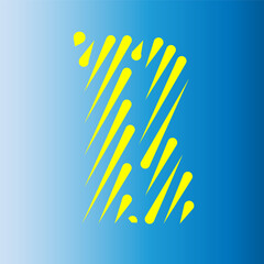 Abstract yellow graphic design element on blue gradient background for decoration and creative concept