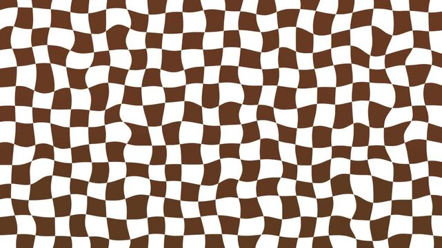 Brown and white checkboard background 4k seamless loop