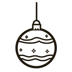 New Year&rsquo;s toy ball contour icon in a simple, vector style black and white outline decorative symbol for celebration