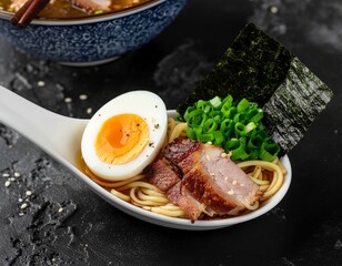 れんげラーメン、れんげの上のミニラーメン