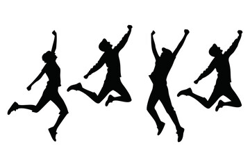  customer jumping silhouette vector illustration isolated 